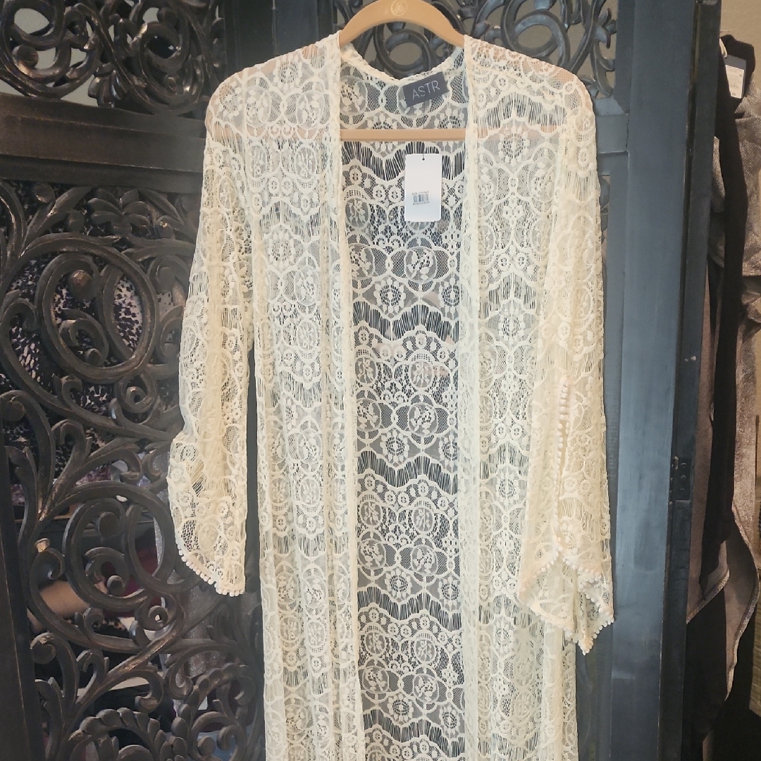 Nwt Astr Cream Ivory Lace Duster Xs